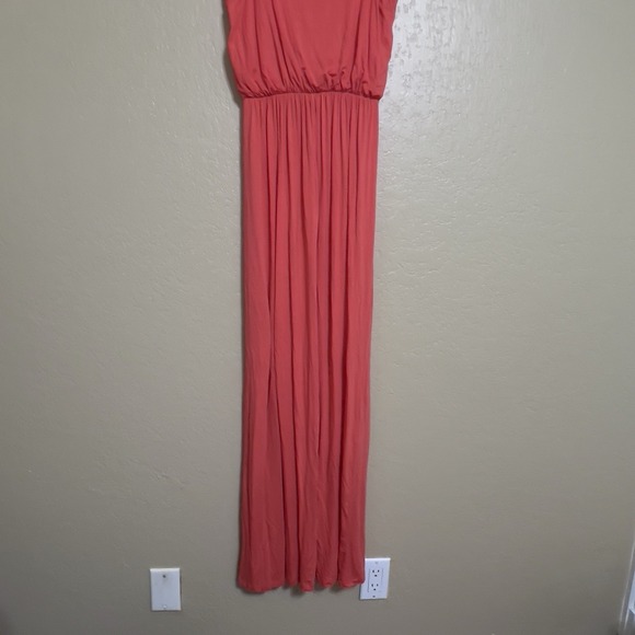Lush Coral Maxi Dress Flowy Romantic Summer Event Beach Size S/M - Picture 4 of 6